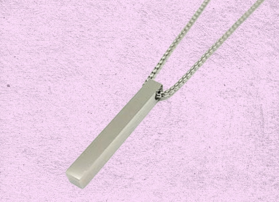 گردنبند مکعب استوانه ای اسپرت استیل رنگ نقره