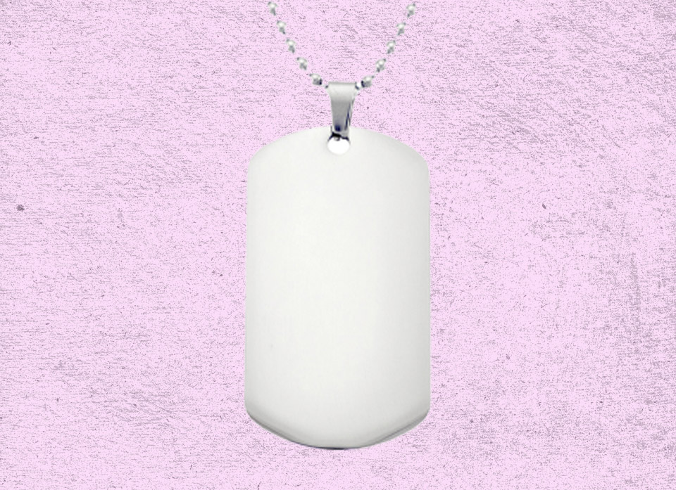 گردنبند مردانه طرح پلاک جنگی رنگ نقره