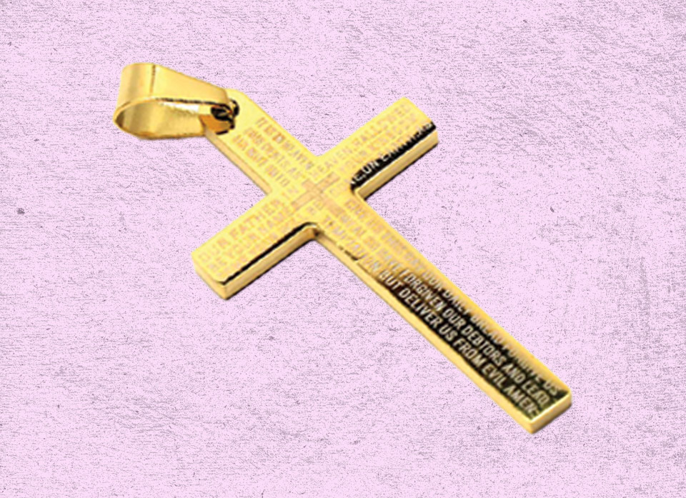 گردنبند صلیب استیل رنگ طلایی