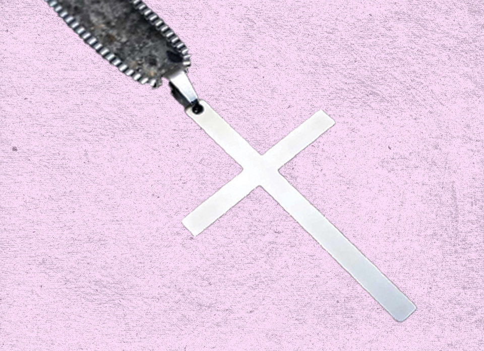 گردنبند صلیب استیل رنگ نقره