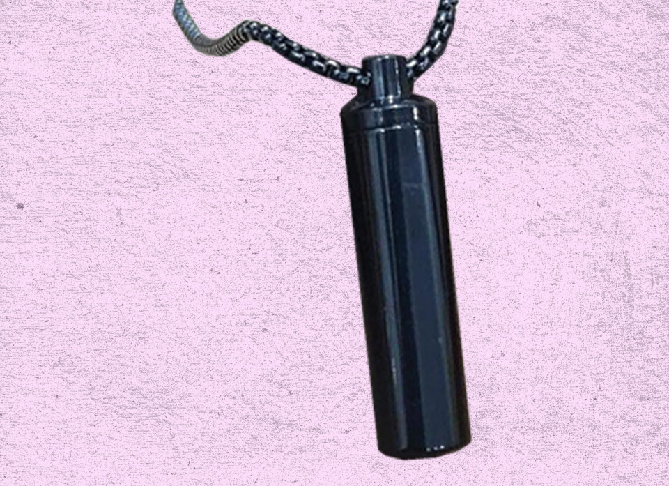 گردنبند استیل استوانه جای حرز رنگ سیاه مات