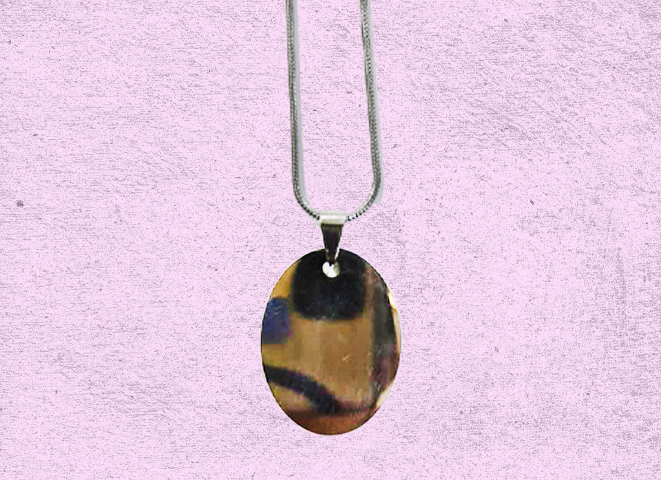 گردنبند استیل بیضی شکل رنگ نقره