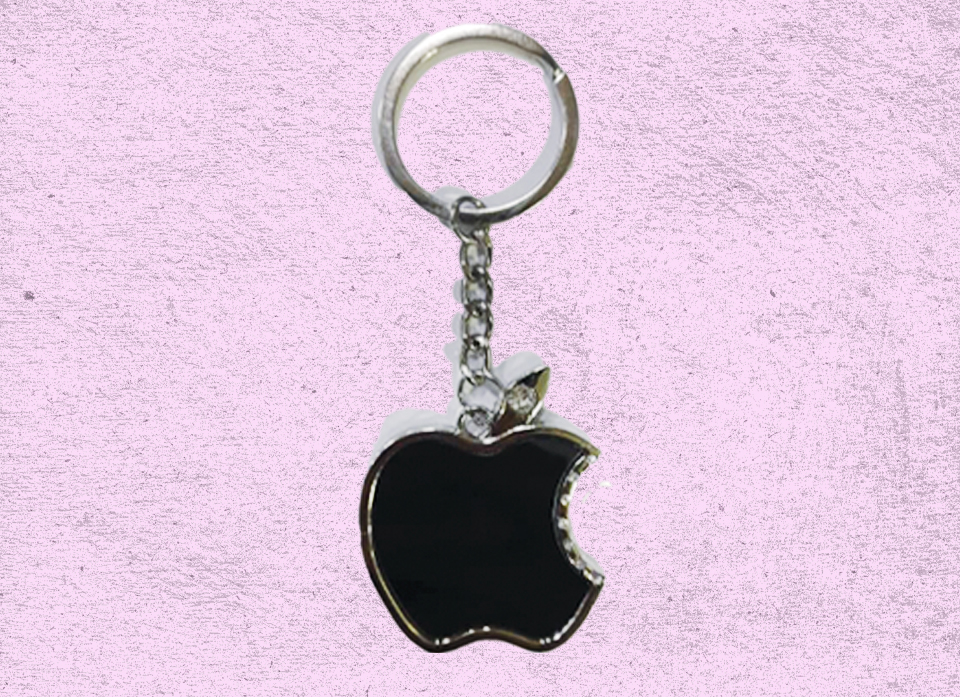 سرکلیدی فلزی طرح اپل رنگ نقره ای