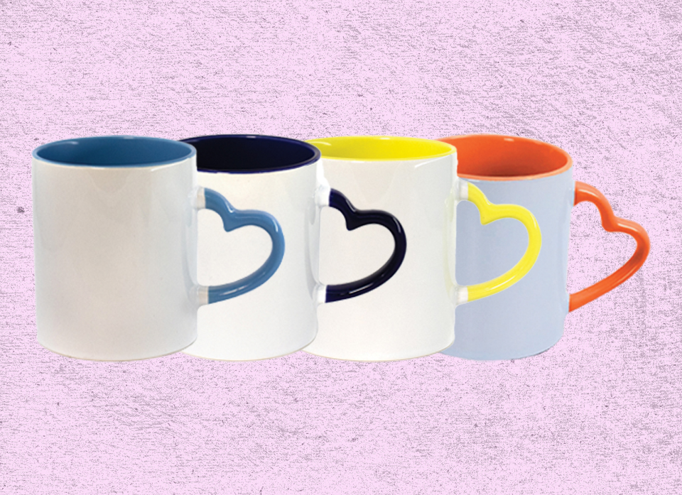 لیوان داخل رنگی دسته قلبی