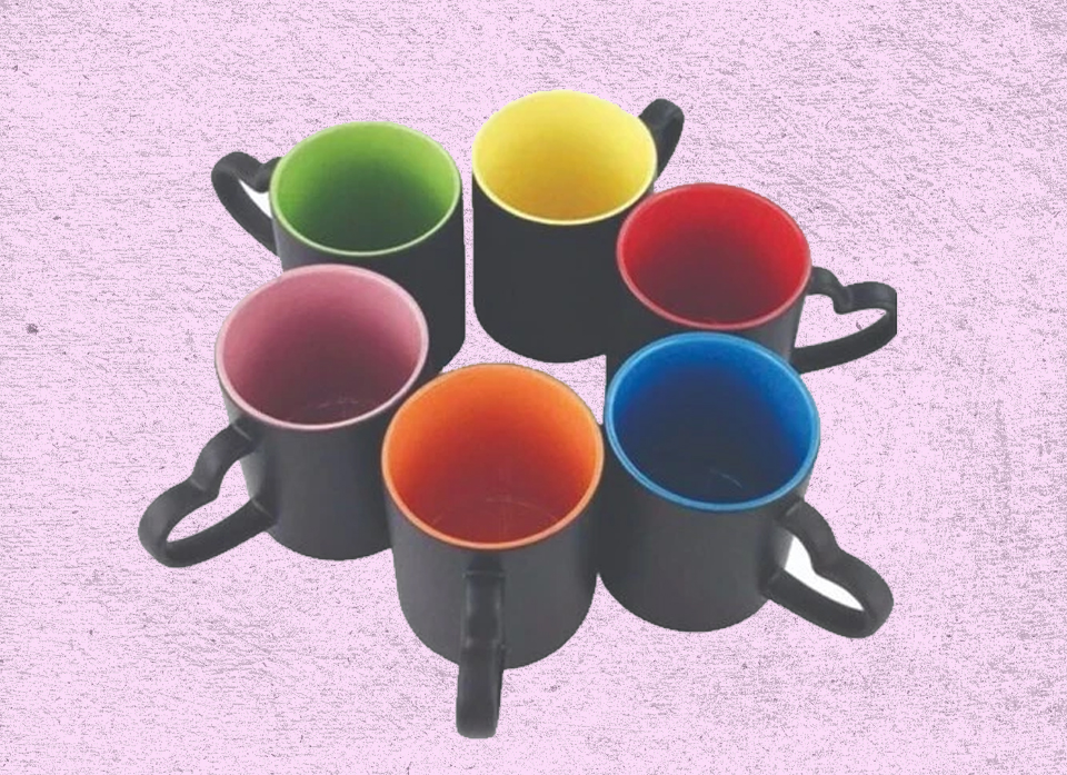 ماگ حرارتی داخل رنگی دسته قلبی